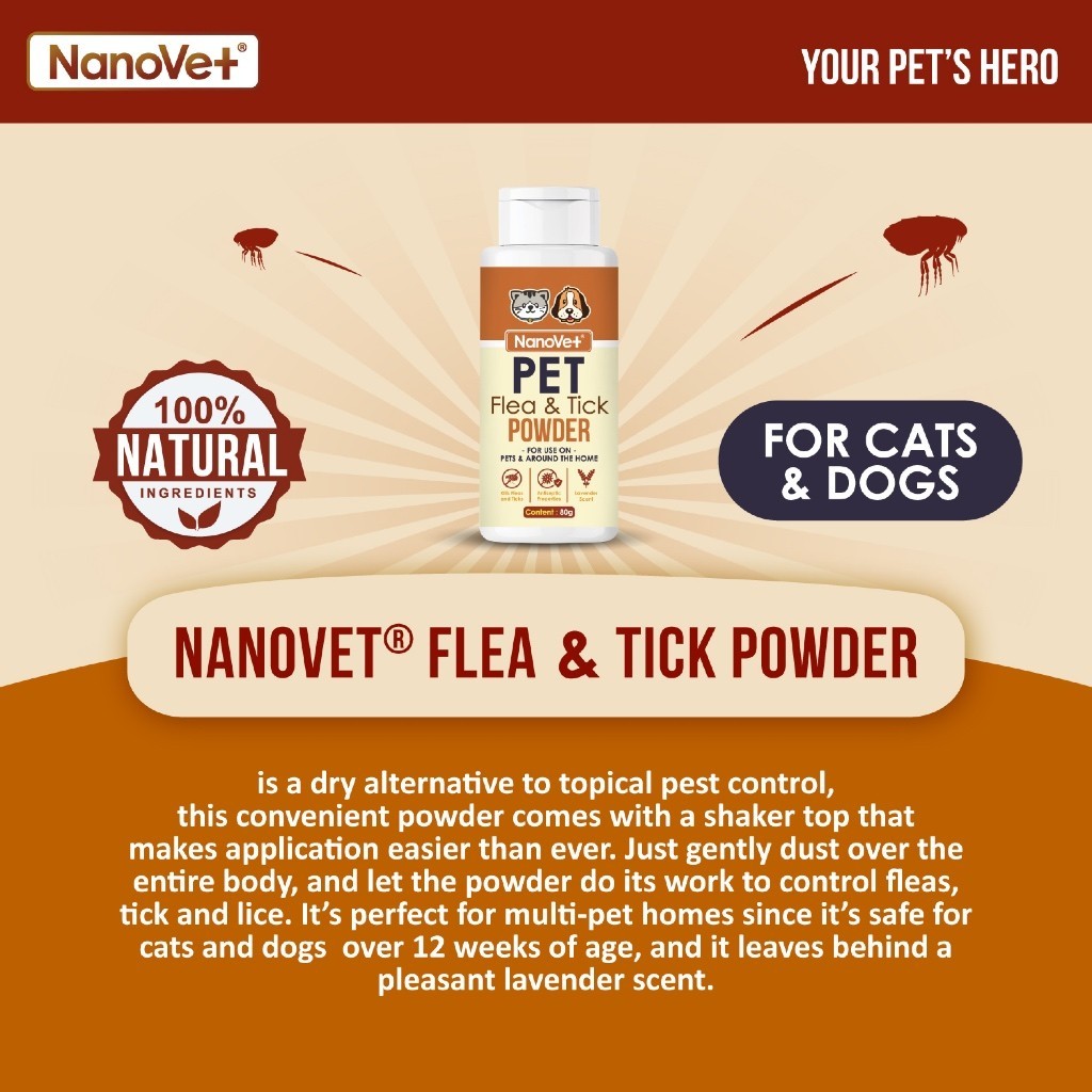 Nanovet® Pet Flea & Tick Powder (80gm)