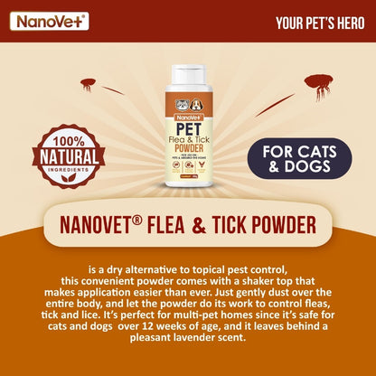 Nanovet® Pet Flea & Tick Powder (80gm)