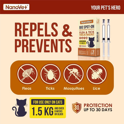 Nanovet® Bio Spot-On Flea and Tick Treatment For Cat
