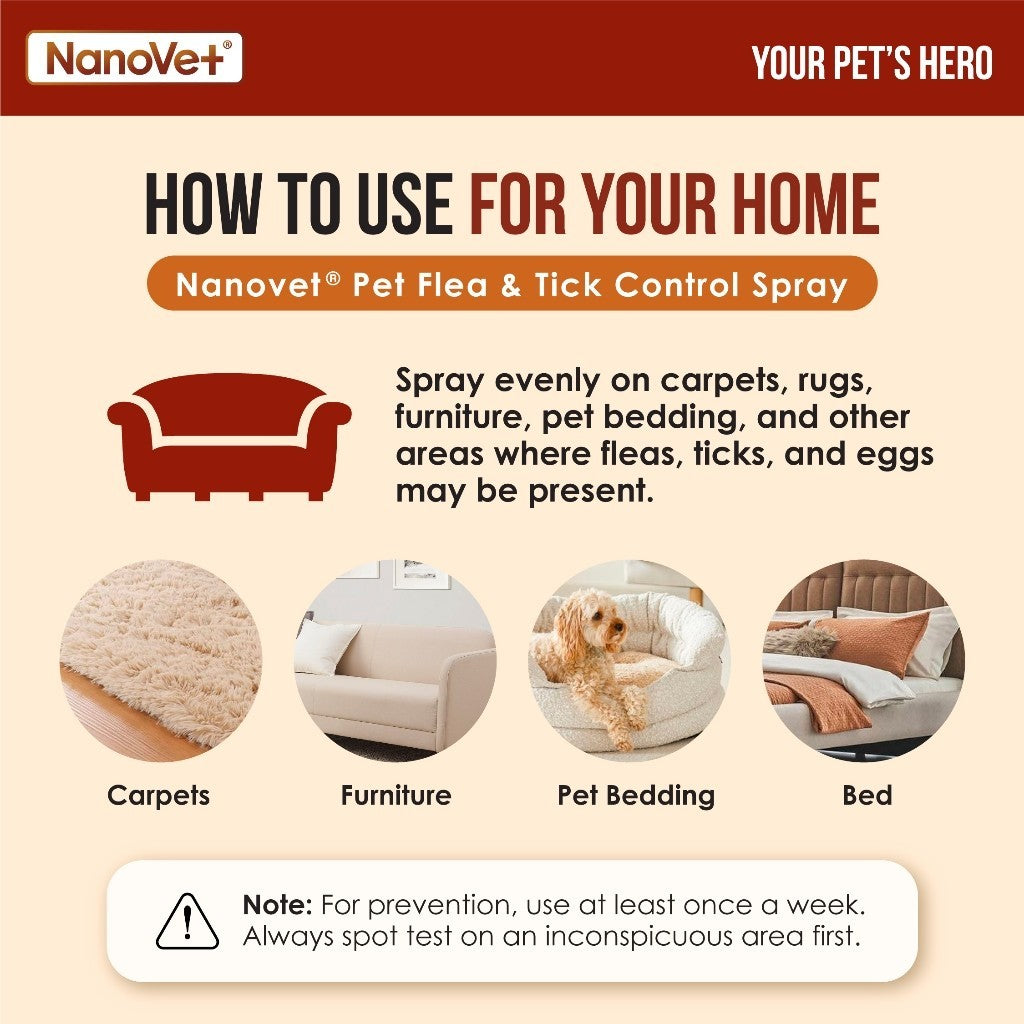 Nanovet® Pet Flea and Tick Control Spray for Cat and Dog (500ml)