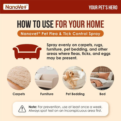 Nanovet® Pet Flea and Tick Control Spray for Cat and Dog (500ml)