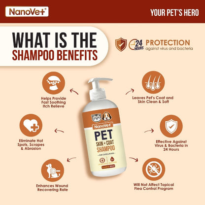 Nanovet® Pet Skin + Coat Shampoo for Cat and Dog