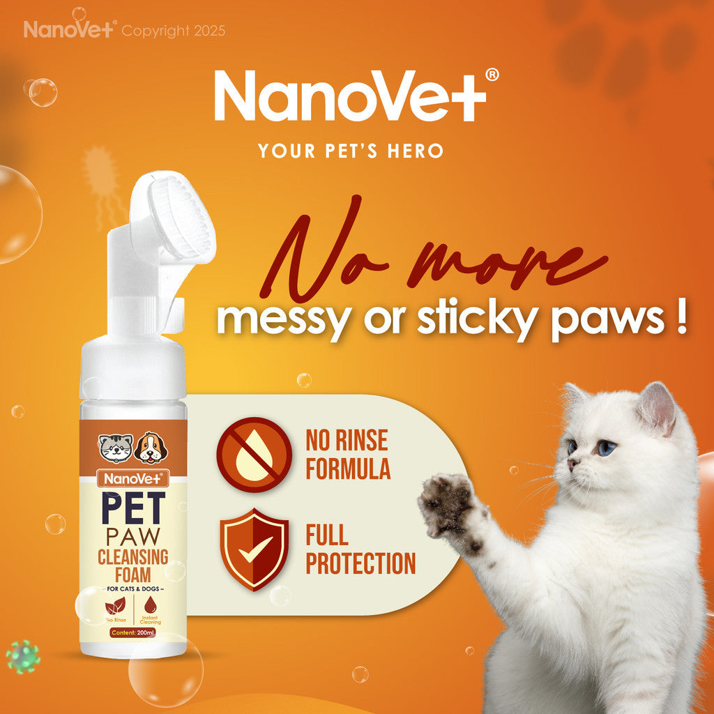 Nanovet® Pet Paw Cleansing Foam for Cat and Dog (200ml)