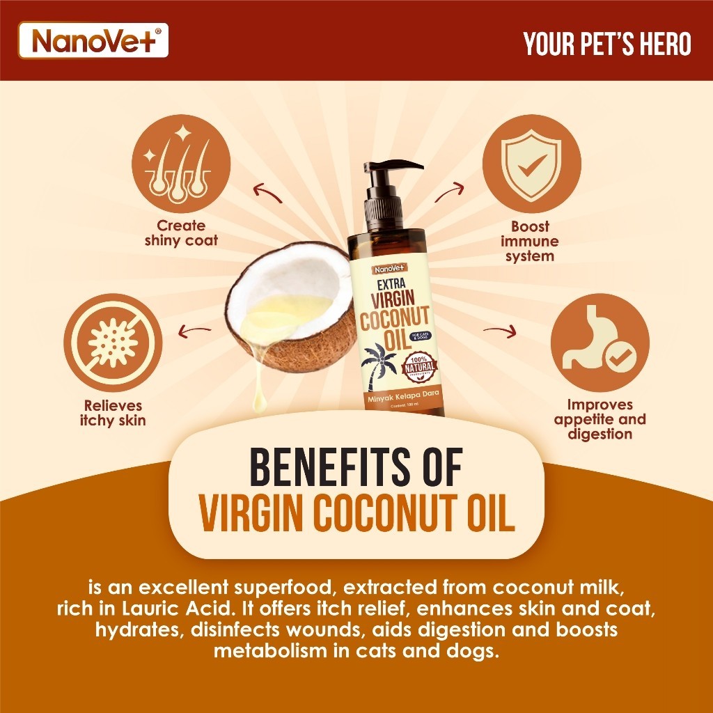 Nanovet® Pet Extra Virgin Coconut Oil For Cat and Dog