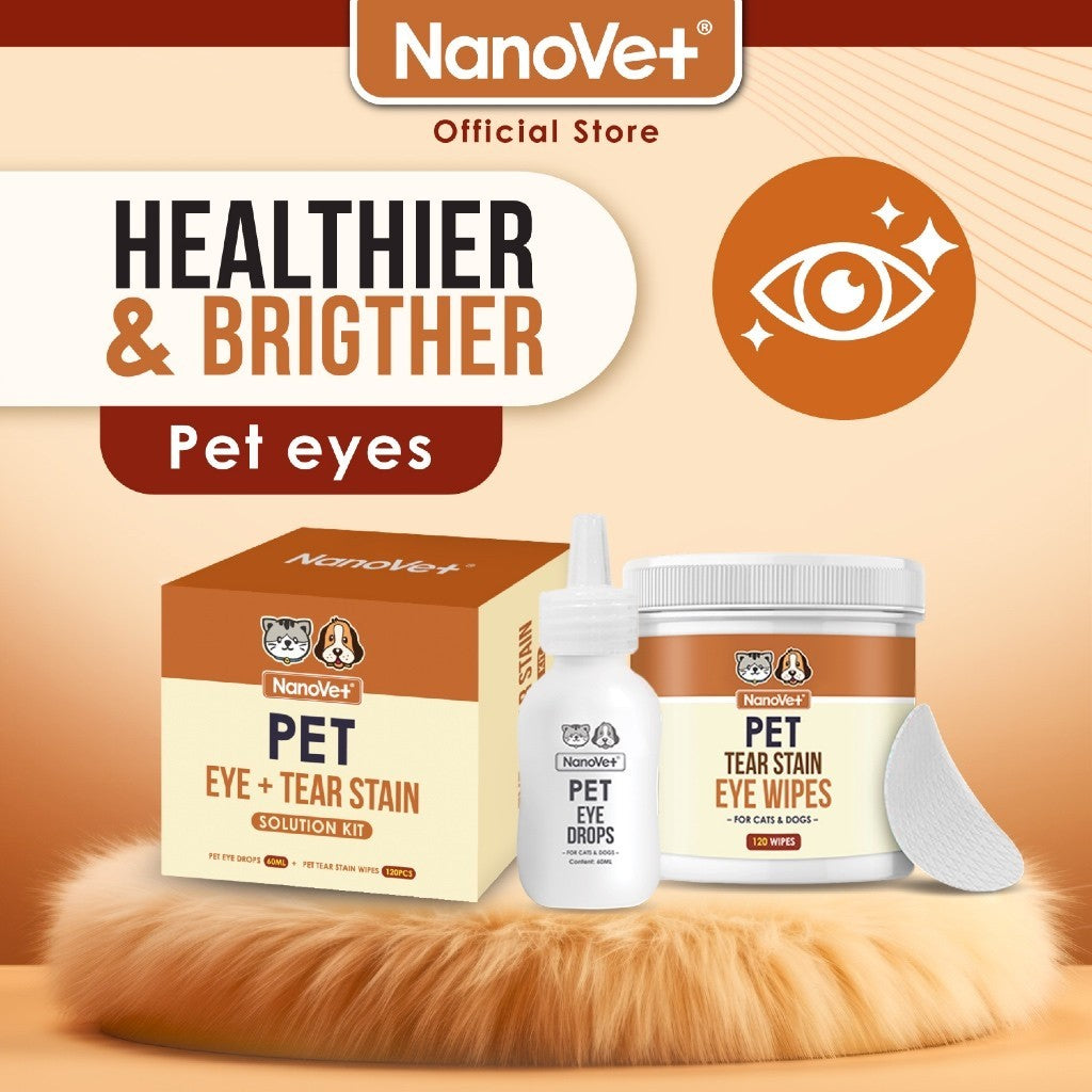 Nanovet® Pet Eye + Tear Stain Solution Kit for Cat and Dog