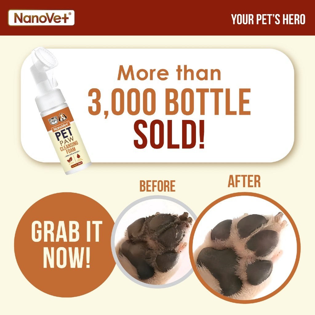 Nanovet® Pet Paw Cleansing Foam for Cat and Dog (200ml)