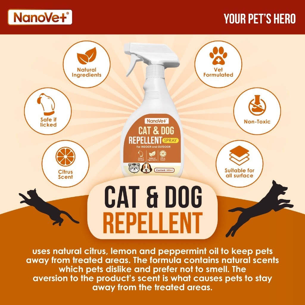 Nanovet® Cat and Dog Repellent Spray (500ml)