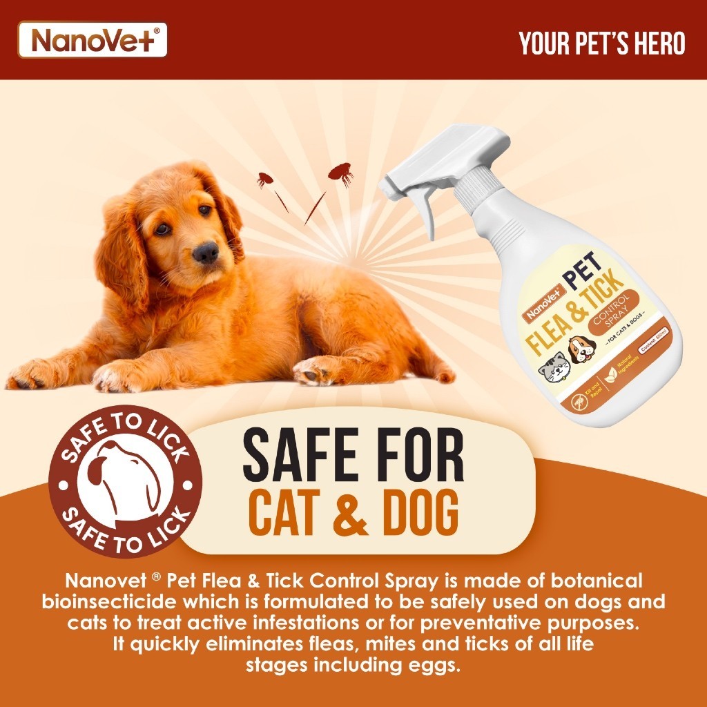 Nanovet® Pet Flea and Tick Control Spray for Cat and Dog (500ml)