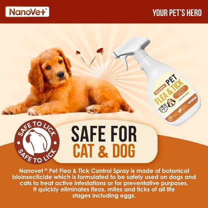 Nanovet® Pet Flea and Tick Control Spray for Cat and Dog (500ml)
