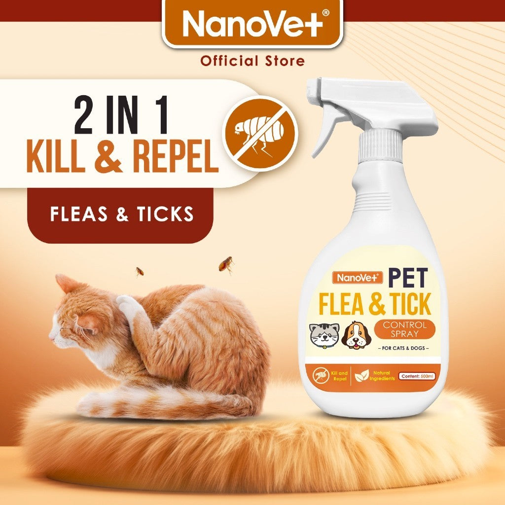 Nanovet® Pet Flea and Tick Control Spray for Cat and Dog (500ml)
