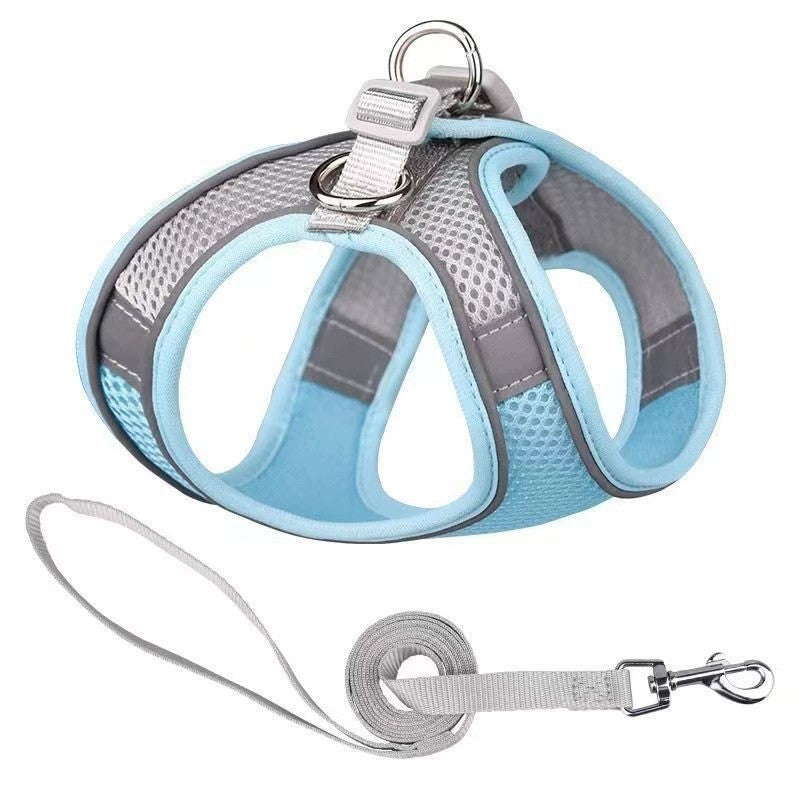 FUREVER365 Breathable Mesh Dog Harness Leash Set Vest Style No-Pull Reflective Baju Kucing Comel