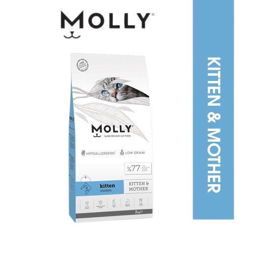 Molly Super Premium Cat Food 2KG Kitten & Mother/Chicken & Anchovy/Shrimp & Salmon/Indoor/Renal Care