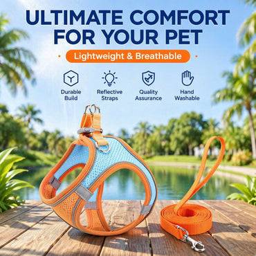 FUREVER365 Breathable Mesh Dog Harness Leash Set Vest Style No-Pull Reflective Baju Kucing Comel
