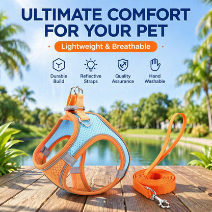 FUREVER365 Breathable Mesh Dog Harness Leash Set Vest Style No-Pull Reflective Baju Kucing Comel
