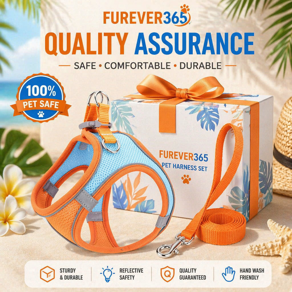 FUREVER365 Breathable Mesh Dog Harness Leash Set Vest Style No-Pull Reflective Baju Kucing Comel