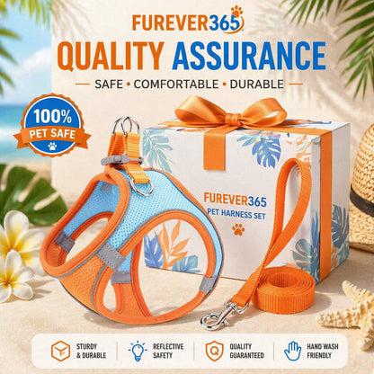 FUREVER365 Breathable Mesh Dog Harness Leash Set Vest Style No-Pull Reflective Baju Kucing Comel