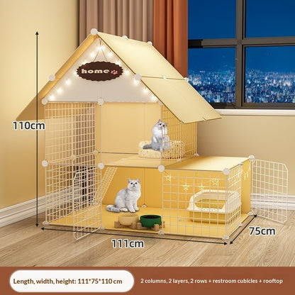 FUREVER365 Luxury Cat Villa Cage DIY Large Space Pet House with Toilet Area Indoor Metal Cat Kennel