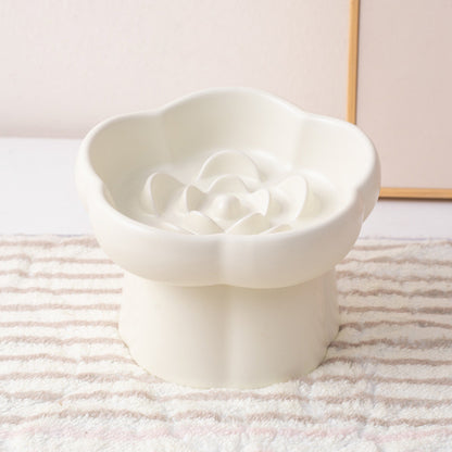 FUREVER365  Elevated Ceramic Slow Feeder Bowl for Cat Dog Anti-Choking Neck Guard High Foot Pet Bowl