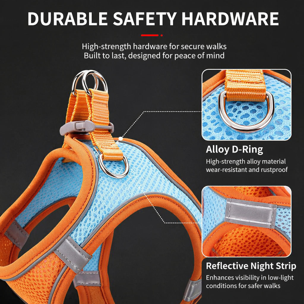 FUREVER365 Breathable Mesh Dog Harness Leash Set Vest Style No-Pull Reflective Baju Kucing Comel