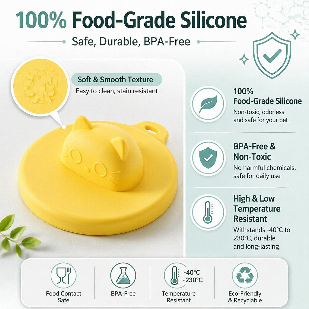 FUREVER365 3-in-1 Silicone Cat Can Lid with Spoon Set Universal Pet Food Sealing Cover Fresh Keeping