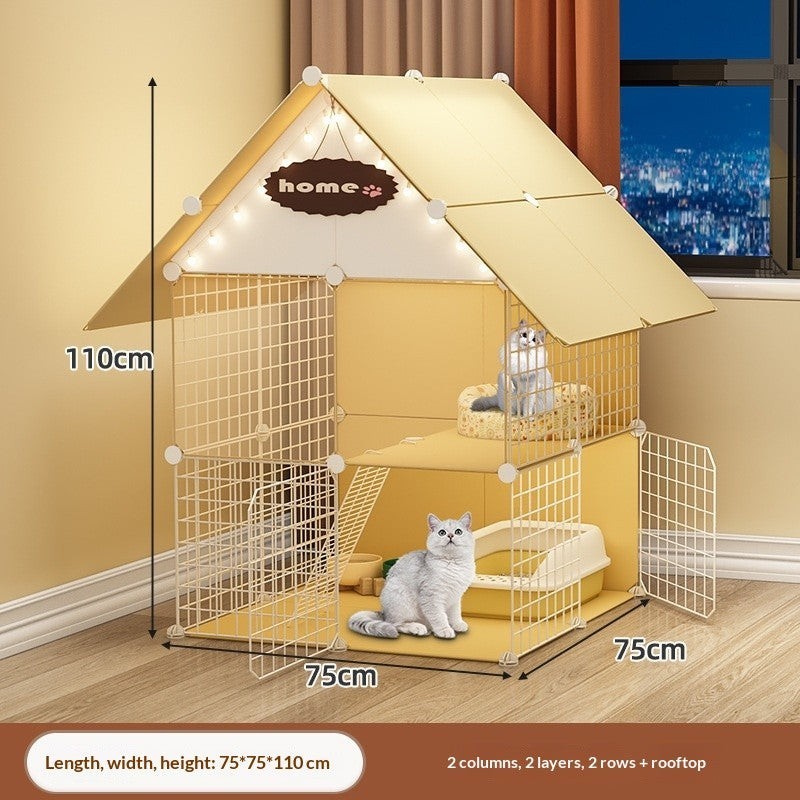 FUREVER365 Luxury Cat Villa Cage DIY Large Space Pet House with Toilet Area Indoor Metal Cat Kennel