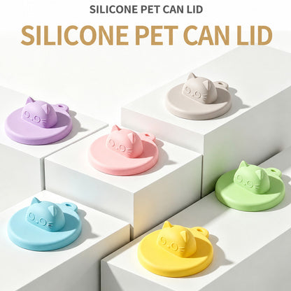 FUREVER365 3-in-1 Silicone Cat Can Lid with Spoon Set Universal Pet Food Sealing Cover Fresh Keeping