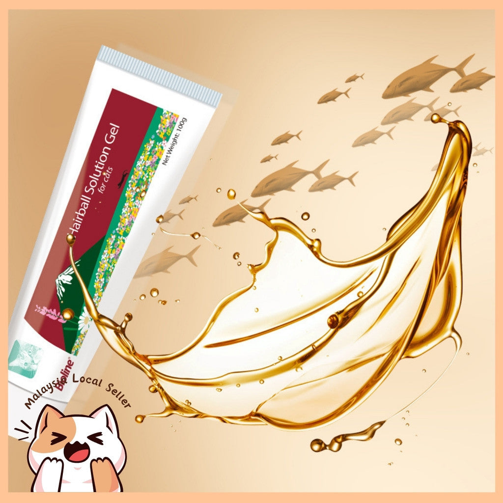 Bioline 100g (Daily :1-4g) Hairball Solution Pet Cat Grass Recipe for Cats Hair ball