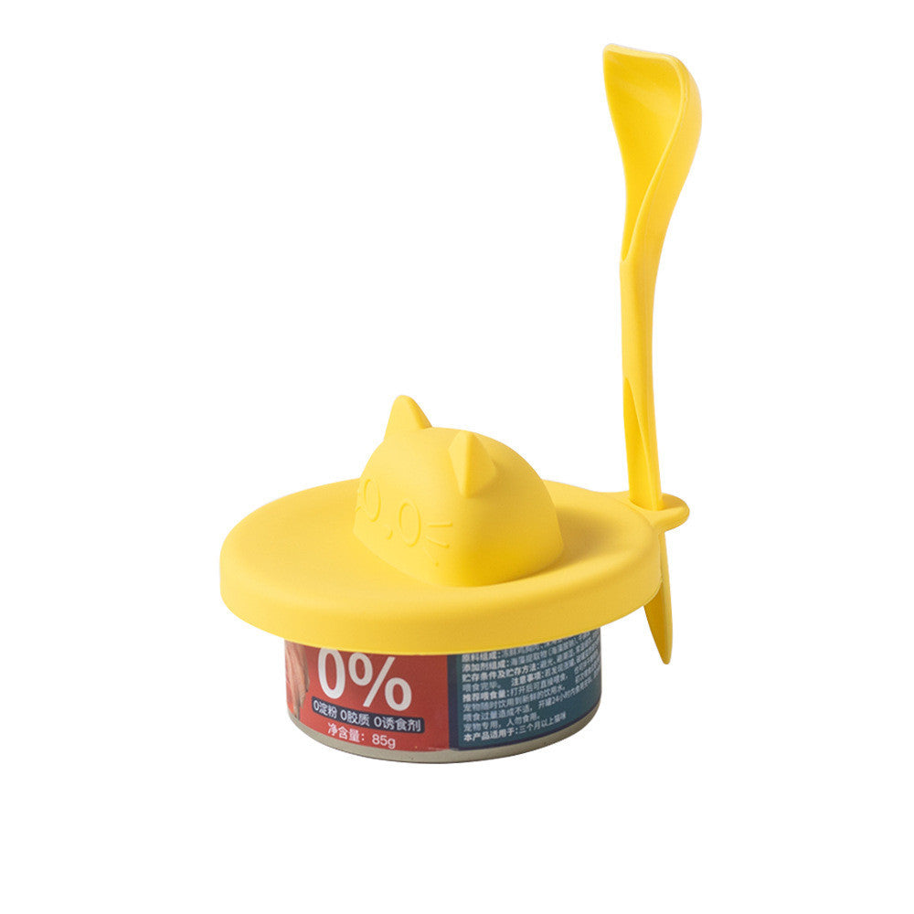 FUREVER365 3-in-1 Silicone Cat Can Lid with Spoon Set Universal Pet Food Sealing Cover Fresh Keeping