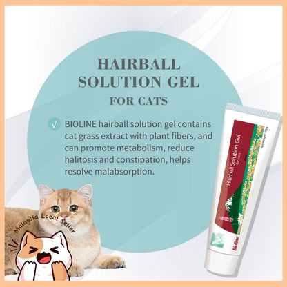 Bioline 100g (Daily :1-4g) Hairball Solution Pet Cat Grass Recipe for Cats Hair ball