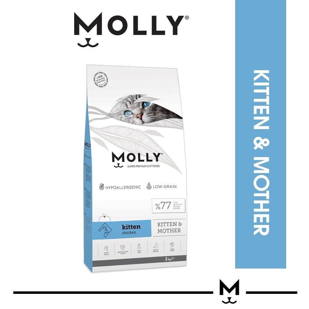 Molly Super Premium Cat Food 2KG Kitten & Mother/Chicken & Anchovy/Shrimp & Salmon/Indoor/Renal Care
