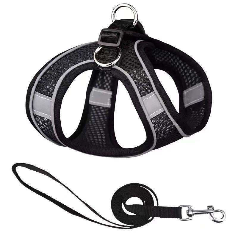 FUREVER365 Breathable Mesh Dog Harness Leash Set Vest Style No-Pull Reflective Baju Kucing Comel