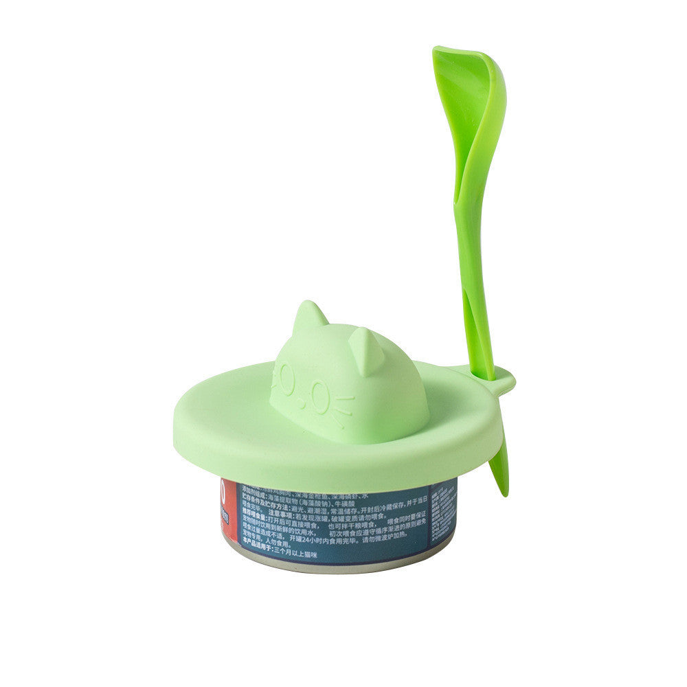 FUREVER365 3-in-1 Silicone Cat Can Lid with Spoon Set Universal Pet Food Sealing Cover Fresh Keeping