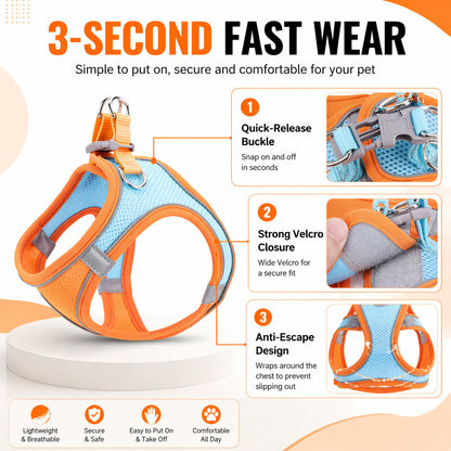 FUREVER365 Breathable Mesh Dog Harness Leash Set Vest Style No-Pull Reflective Baju Kucing Comel