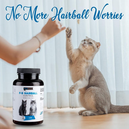 F-9 Hairball Control Tablets - Supports Digestive Health & Hairball Management in Cats