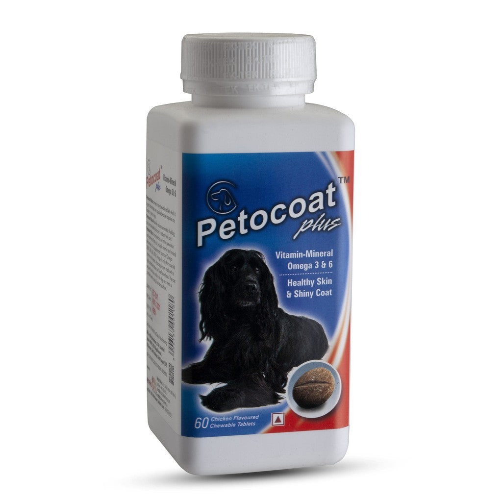 Pet-O-Coat Plus 60 Tablets (with Vitamin-Mineral Omega 3 & 6)(For Healthy Skin & Shiny Coat)