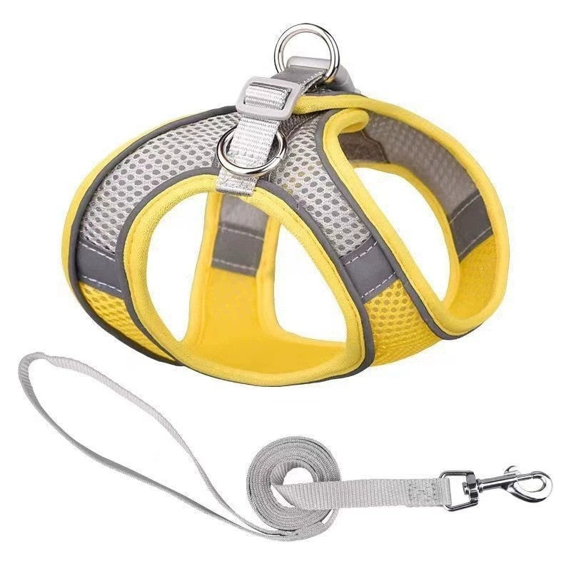FUREVER365 Breathable Mesh Dog Harness Leash Set Vest Style No-Pull Reflective Baju Kucing Comel