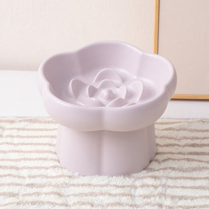 FUREVER365  Elevated Ceramic Slow Feeder Bowl for Cat Dog Anti-Choking Neck Guard High Foot Pet Bowl