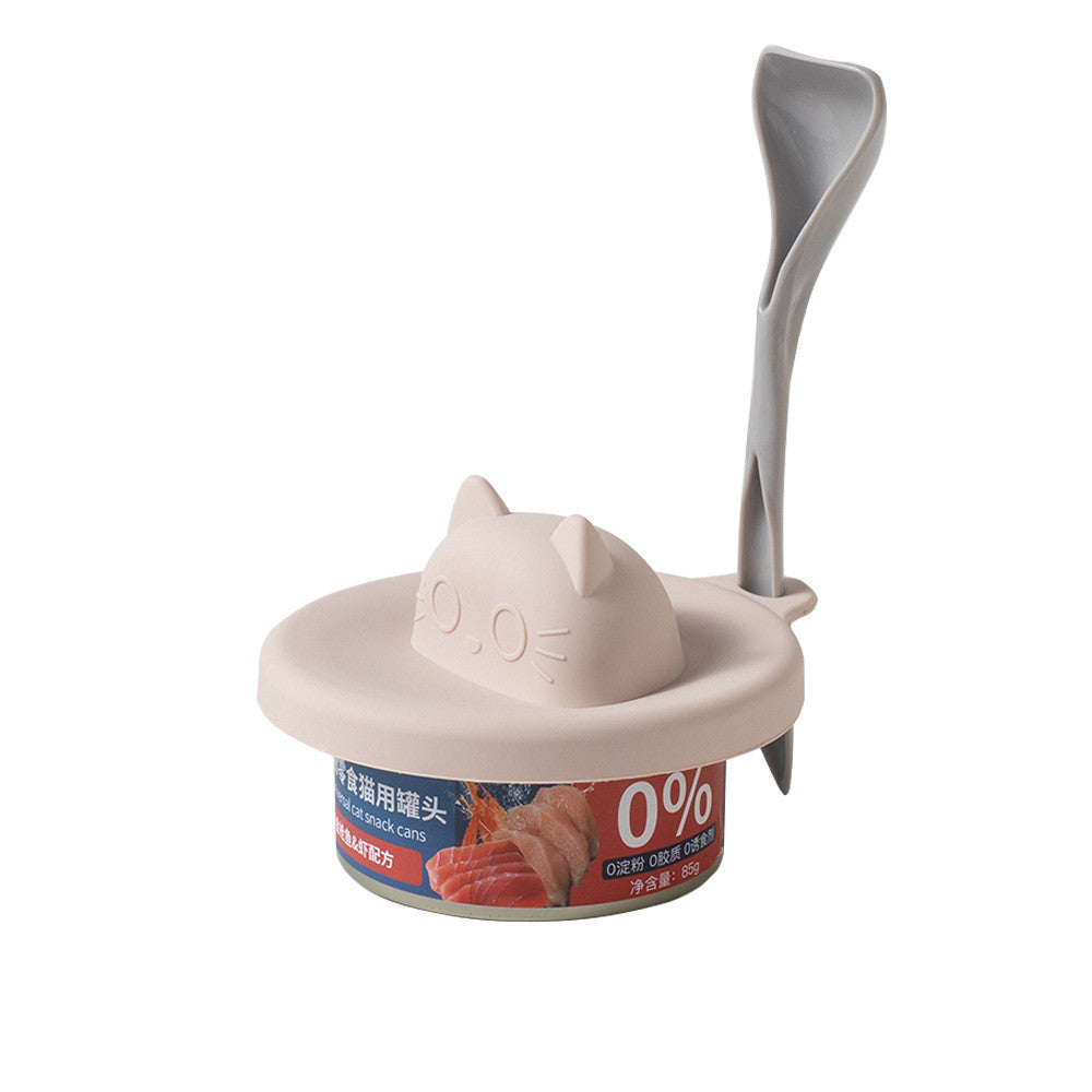 FUREVER365 3-in-1 Silicone Cat Can Lid with Spoon Set Universal Pet Food Sealing Cover Fresh Keeping