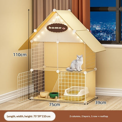 FUREVER365 Luxury Cat Villa Cage DIY Large Space Pet House with Toilet Area Indoor Metal Cat Kennel