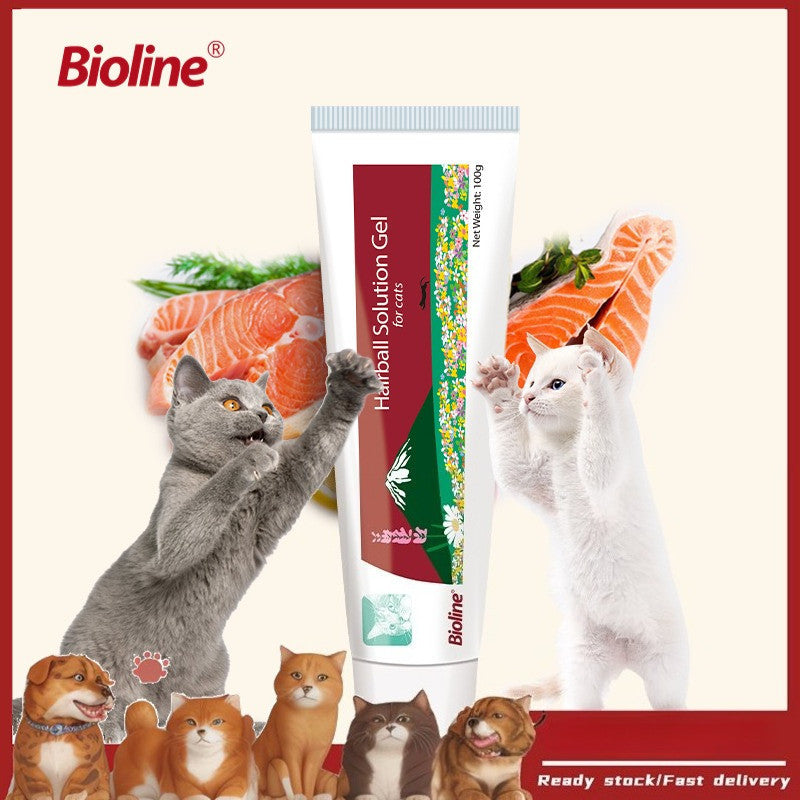 Bioline 100g (Daily :1-4g) Hairball Solution Pet Cat Grass Recipe for Cats Hair ball
