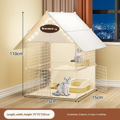 FUREVER365 Luxury Cat Villa Cage DIY Large Space Pet House with Toilet Area Indoor Metal Cat Kennel
