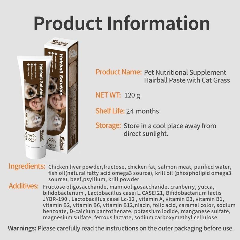 Bioline 100g (Daily :1-4g) Hairball Solution Pet Cat Grass Recipe for Cats Hair ball