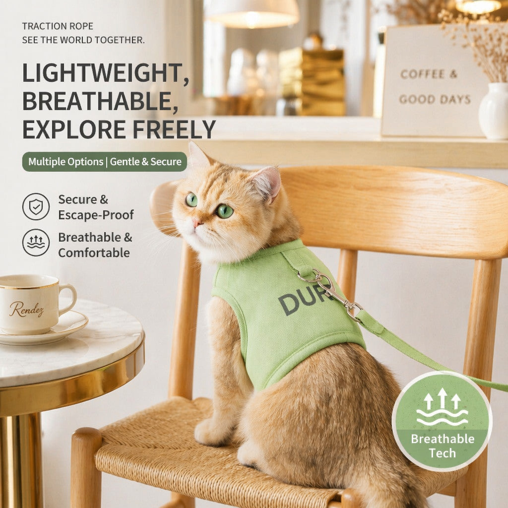FUREVER365 Anti-Escape Cat Dog Harness Vest Leash Set Breathable Reflective Baju Kucing Comel